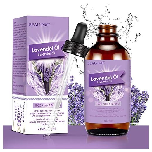 Aceite esencial de lavanda 118 ml, BEAU-PRO 100% puro y natural aceites esenciales, aceite de masaje y aceite aromático para aromaterapia, masaje, ayuda para dormir