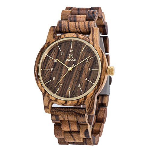 Zantec classique pour homme décontracté en bois naturel montre à quartz en bois Band Cadeau donnant montre bracelet en bois zébré