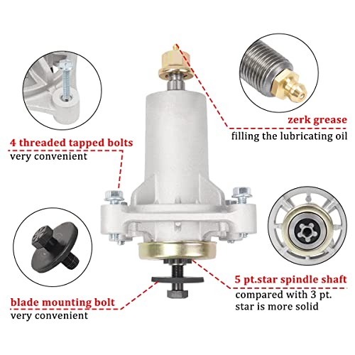 boeray Spindle Assembly for 532192870 532187292 532187281 539112057 587125401 587820301 Yth22v46 Yth24v48 Husqvarna Dixon Craftsman 587819701 AYP 187292 Ariens 21546238 Lawn Mower with Bolt and Zerk by boeray - Image 3
