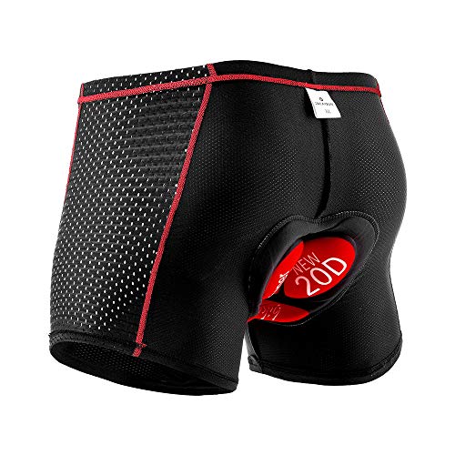 GIEADUN Pantalones Cortos de Ciclismo para Hombre Ropa Interior Ciclismo De Hombre Calzoncillos Ciclismo Almohadilla De Gel para Bici Ciclista Bicicleta MTB (Rojo, Xlarge)