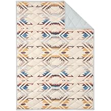 PENDLETON Cotton Throw Blanket 50x70 Inch - Roll-Up Portable Blanket, Lightweight Quilted Design for Camping, Travel, Couch & Chair, Boho Home Decor, Tan Whitesands Collection
