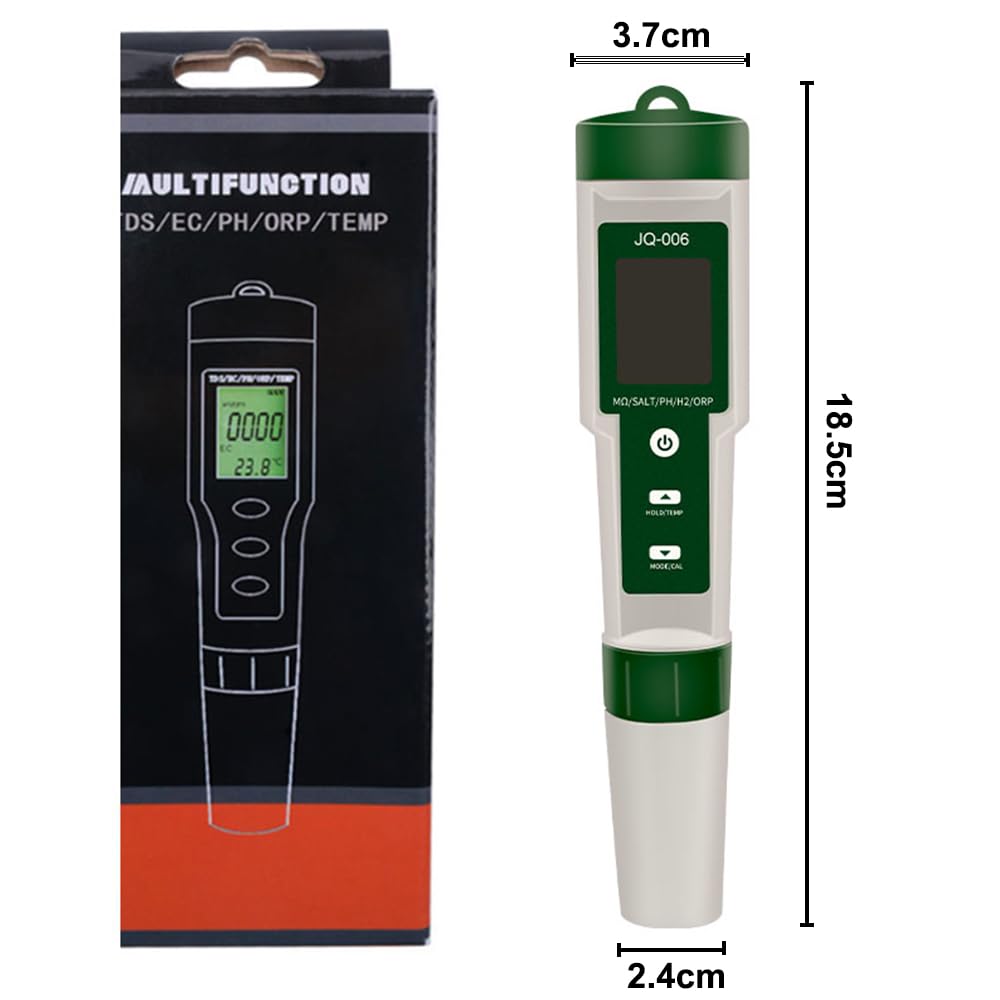 Medidor de pH 10 en 1, EC TDS ORP H2 SALT S.G Temp MΩ Nutriente líquido | Medidor EC y pH Piscinas, Analisis Acuario Digital, Medidor de Sal Piscina, Test pH Digital Acuario, Spa, Hidroponía, Pecera