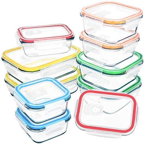 [10-Packs]Glass Food Storage Container with Lids,MCIRCO Airtight Glass Lunch Containers,Glass Meal Prep Container