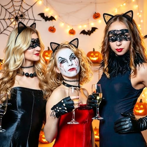 Cruslheep Black Lace Cat Ear Headband for Women - 2