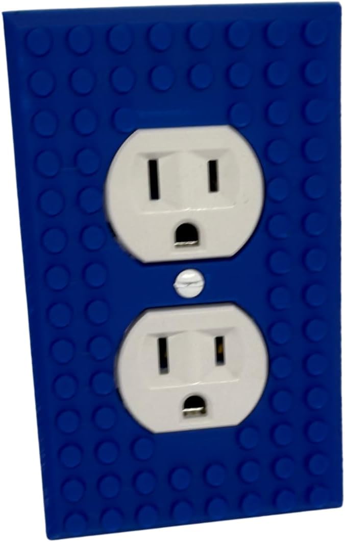 Brick Wall Plate, Electrical Outlet Cover for Kids Bedroom, Game Room, 1-Gang (Black)