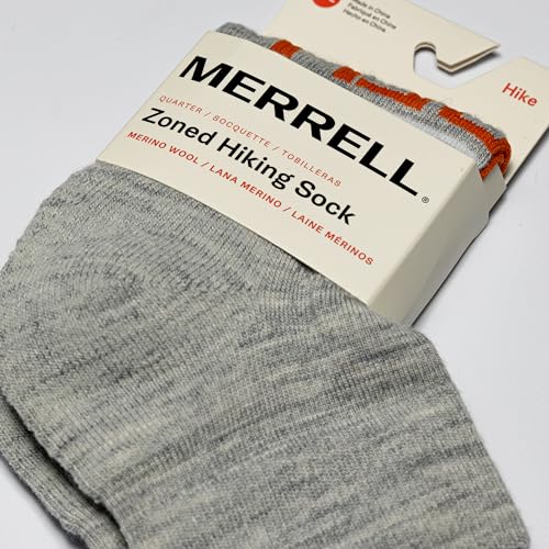 Image of Merrell Unisex Men's and Women's Zoned Cushioned Wool Hiking Ankle Socks - Breathable Arch Support