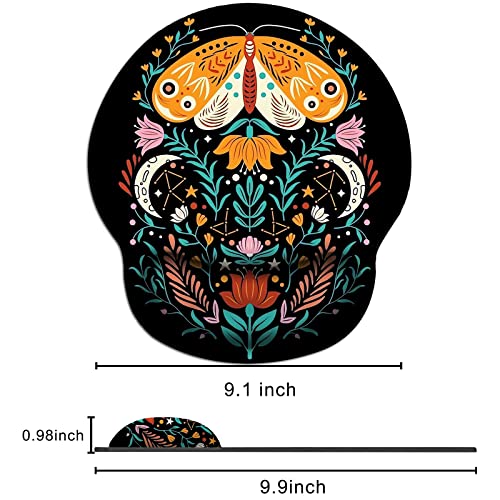 Jakayla Hippie Flower Mouse Pad Wrist Support, Ergonomic Mouse Pad Moon With Non-Slip Rubber Base, Waterproof Mousepad With Wrist Rest For Women Gaming Working Computers (Butterfly, 55B) #TOP1