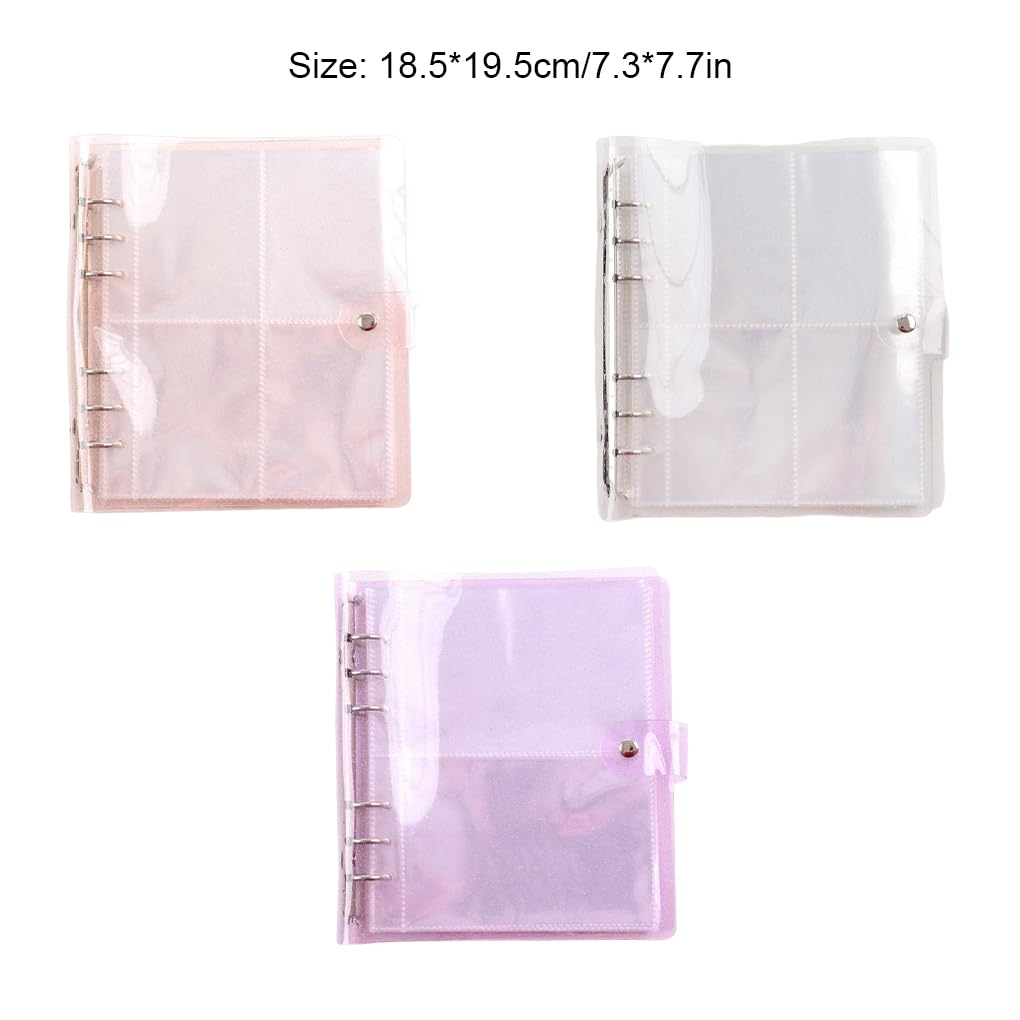 Fotoalben zum Selbermachen, für Babywachstum, Hochzeit, Reise, Erinnerung, lose Blätter, blitzfarben, transparent, großes Fassungsvermögen, Buch-Display, Rosa, 7,6 cm, 3 Stück