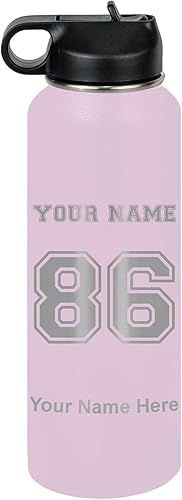 Miniatura 71 de LaserGram Botella de agua personalizada, camiseta deportiva, acero inoxidable de doble pared aislada al vacío con popote superior, regalo grabado
