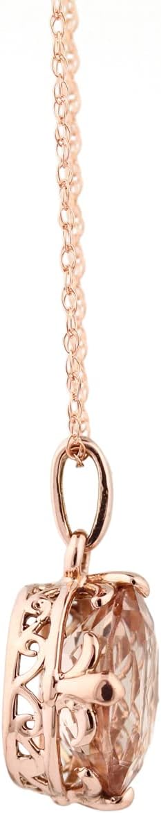 GNGJewel Solid 14k Rose Gold Fancy Color Morganite (9x7mm Oval) Solitaire Pendant Necklace, 18'' chain - Image 3
