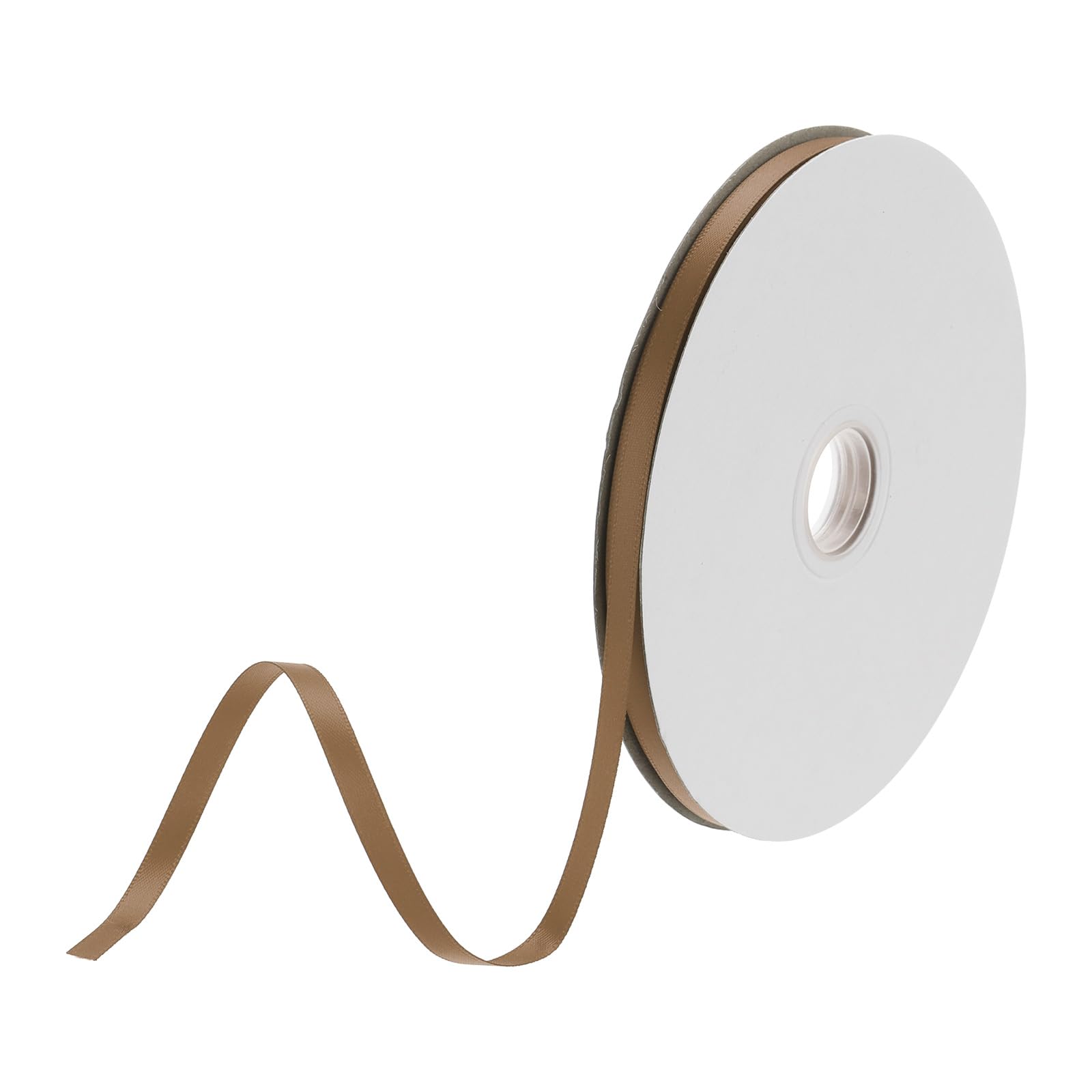 DMiotech 6mm Satin Ribbon 64m/210ft Thin Double Face Fabric Grosgrain Ribbon for Gift Wrapping Floral Hair Flower Bouquet Light Brown