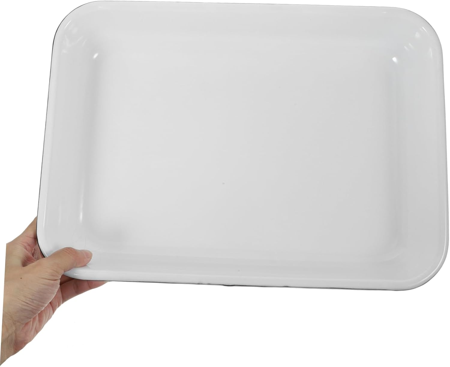 Unomor Enamel Baking Pan Thick Non Stick Multifunctional Kitchen Tray for Pancake Storage Heat Resistant Wear Resistant Food Container Roasting and Baking Random Color