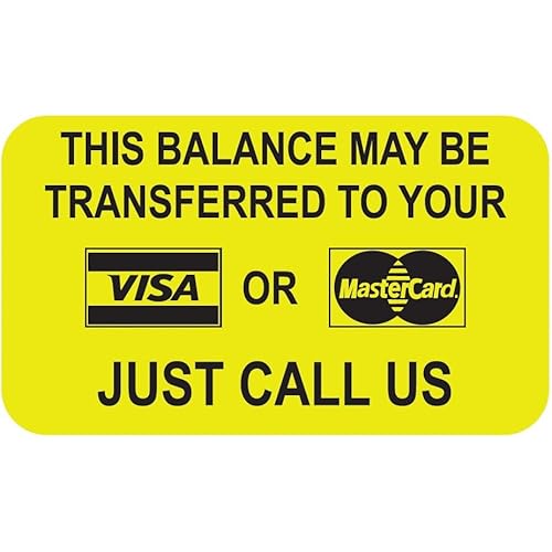 Credit Card Balance Transfer Label, Fluorescent Chartreuse, 1-1/2" x 7/8", Permanent Adhesive, Billing Reminder for Visa MasterCard, 250 Stickers/Box, Doctor Stuff