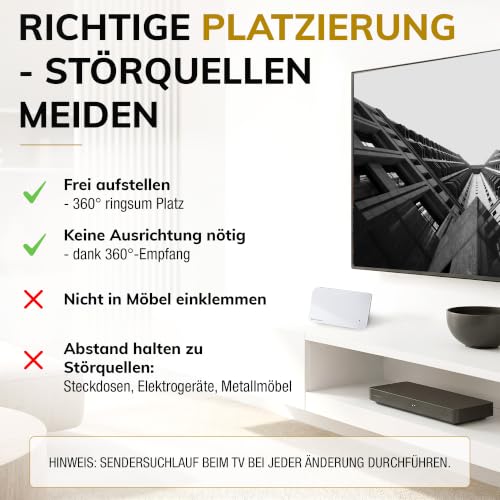 Oehlbach Scope Vision 5G DVB-T2 HD Antenne - Digitale Zimmerantenne - Aktiv DVB-T-Verstärker - Nachfolger unseres Testsiegers - mit 5G Filter - Weiß