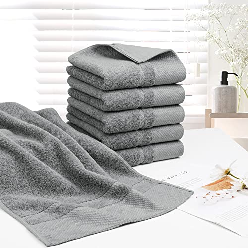 PiccoCasa Hand Towels for Bathroom Set of 6, 100% Combed Cotton 600 GSM Face Towels - Image 2