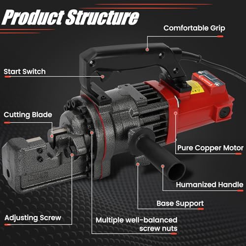 Electric Hydraulic Rebar Cutter 3/4\", 1300W Rebar Cutter Cutting Up to 4-20mm #3-#6 Rebar, Cutting Speed 1.5-2S, RC20 - Thumbnail 6