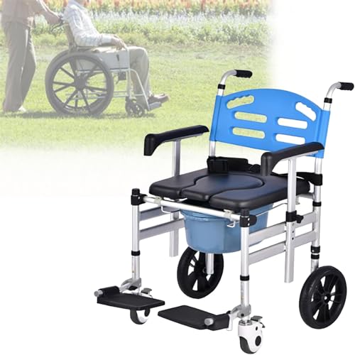 Shower Chair with and Padded Seat, Portable Toilet Chair with Detachable Pieces, Shower Stool for Inside Shower Waterproof, Mobility & Daily Living Aids for Elderly, 150kg Weight Capacity