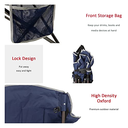 SunnyFeel Camping Club Chair, Heavy Duty Camping Chair Lawn Chairs, 500 lbs Support, Padded Folding Moon Chair for Indoor & Outdoor Use, Blue by SUNNYFEEL - Image 5