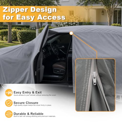 Image of GUNHYI Premium Car Cover Custom Fit GMC Yukon (2006-2026), not fit Yukon XL, 16 Layers Heavy Duty Car Cover Waterproof All Weather with Zipper Door for Sun Rain Snow Dust Uv Protection
