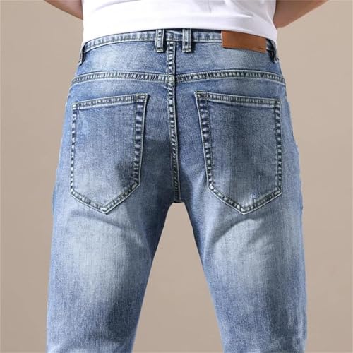 Men's Stretch Jeans Vintage Pocket Denim Pants Pleated Skinny Trousers Casual Fashion Clothing4