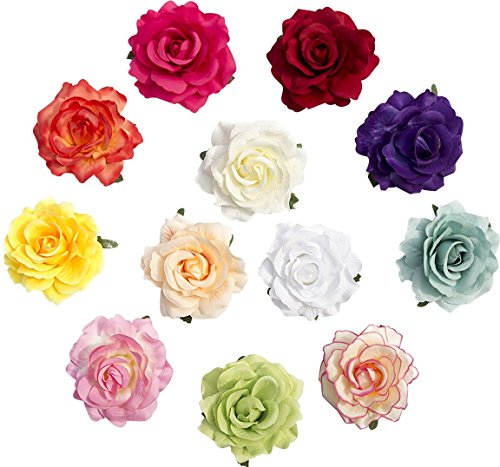 Large Rose Flower Hair Accessories Alligator Clips Bridal Rose Hair Flowers Clip
