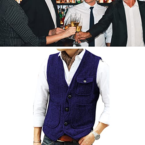 Men's Casual Slim Fit Suit Vests Herringbone Tweed Retro Waistcoat Gilet Formal Business Jacket Tank For Wedding Prom (Color : Green, Size : Medium) #TOP4