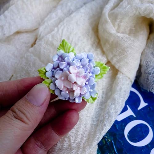 Imán decorativo de cerámica Hydrangea morado 3D miniatura 2
