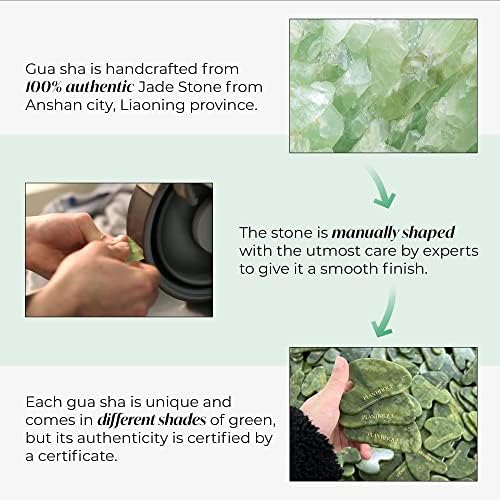 Gua Sha Jade Stone Tool for Face by Plantifique - narzędzie do masażu przeciw starzeniu się - narzędzie GuaSha do twarzy - produkty do pielęgnacji skóry twarzy - masażer do twarzy do rutynowej pielęgnacji