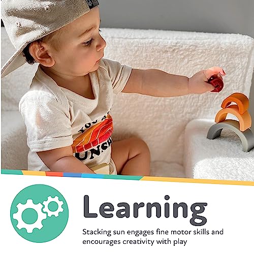 Image of Nuby Soft Silicone Stackable Sun Interactive Toy - 5-Piece Toddler Stacking Toy for Fine Motor Skills and Early Development - 12+ Months - Easter Basket Stuffer