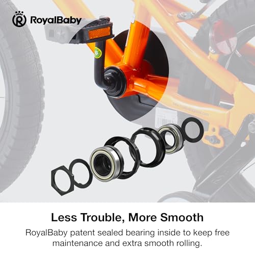 Image of RoyalBaby Bicycle for Kids Cycle for 3-5 Years Boys & Girls 12 inch | Training Wheels | Adjustable Seat | 1 Year Warranty | Orange