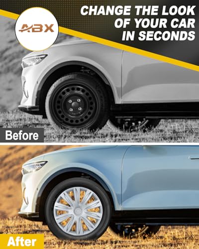 Image of ABX Hubcaps,16 inch hubcaps Set of 4, Wheel Rim Cover ABS Material, Snap On Car Truck SUV Replacement, for Toyota Camry Nissan Mazda etc (OV Silver, 16 inch)