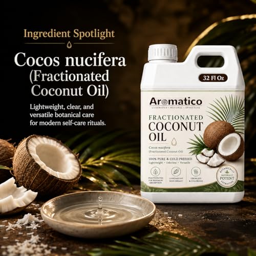 Image of AROMATICO Fractionated Coconut Oil for Skin, Massage and Essential Oil Dilution, Lightweight Carrier Oil for Body Care, Hair Care and DIY Beauty - 946 ml