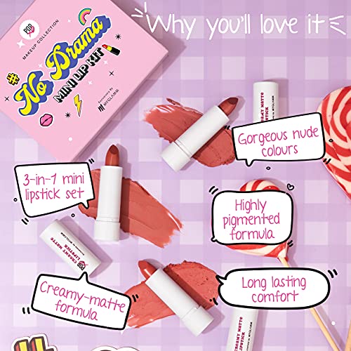 MyGlamm-POPxo-Makeup-Collection-No-Drama-Mini-Lip-Kit-Lipstick-Nude-Lipstick-Creme-Finish-Paraben-Free-Long-Lasting-Formula-3-in-1-Combo-75gm-Pack-of-3