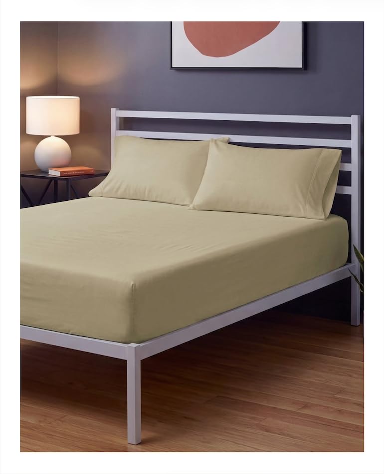 Image of Sleepy Town King Size Bed Sheets - 3 Piece - NO Flat Sheet Included - King Sheet Set - Soft, Comfy & Cooling - Easy Care - Wrinkle & Fade Resistant - Brushed Microfiber - Deep Pocket Sheets (Beige)