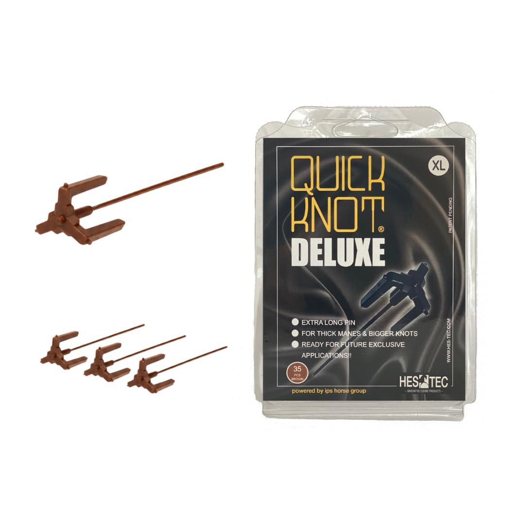 Quick Knot® Deluxe | Mane Braiding Clips for Horses &amp; Ponies | Professional Show Braids in Minutes | No Sewing Required | Reusable (Brown, XL)