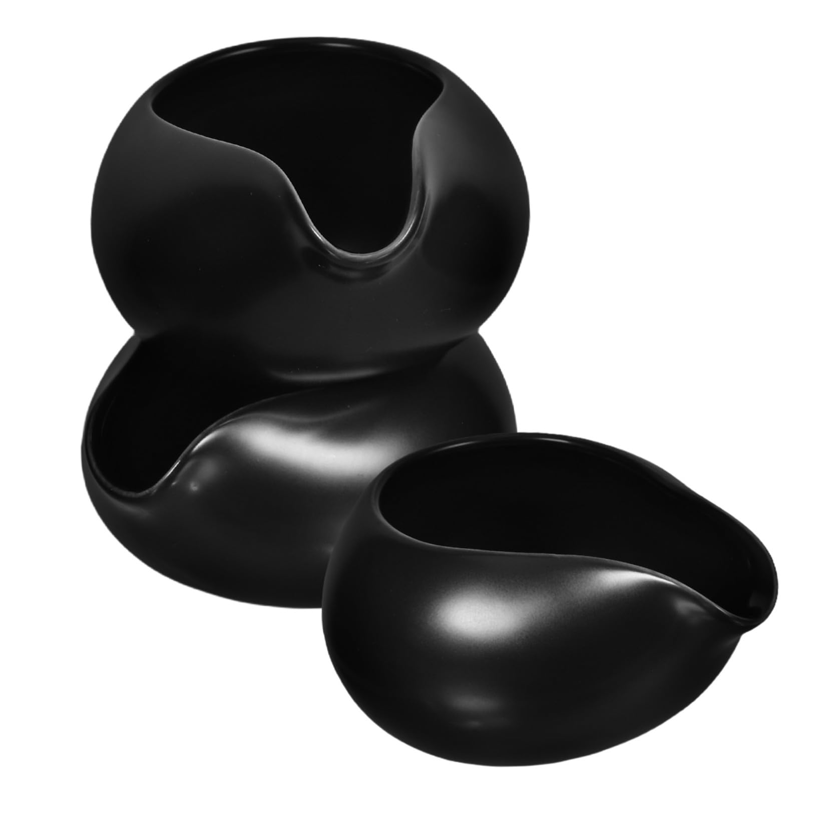 Pichets à Lait Mini Design Poignée Ergonomique en Céramique Noire Set de 3 Vintage pour Service de Café et Pique-niques