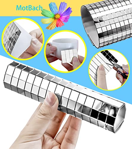 Motbach 1800 Pieces 10X10 Mm Self-Adhesive Mirrors Mosaic Tiles, Real Mini Square Glass, Small Mosaic Cut Mirror Stickers, Decorative Craft Diy Accessory For Diy Craft Decoration #TOP4