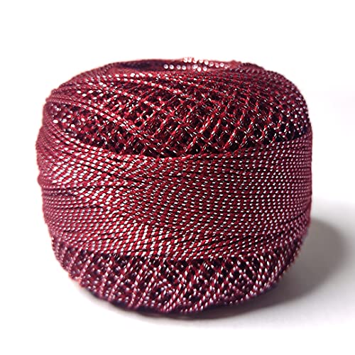 Image of Adikala Metallic Cotton Tatting Shuttle, Crochet Dori Balls for Knitting, Weaving, Embroidery and Craft Making (Set of 4)- 100GMS (Maroon)