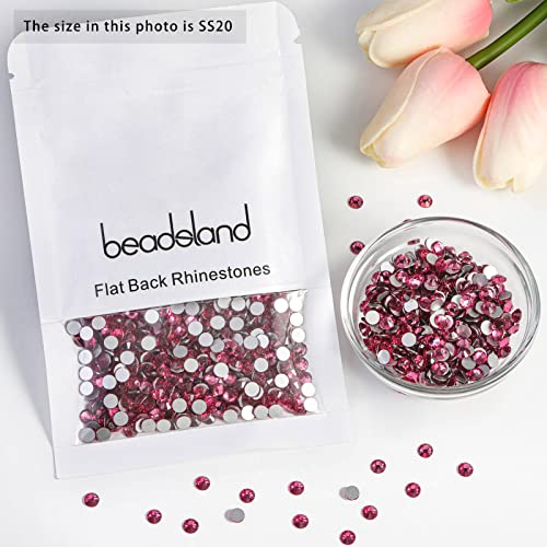 Image of Beadsland 2880pcs Flat Back Crystal Rhinestones Round Gems for Nail Art and Craft Glue Fix, Rose, SS20,4.6-4.8mm