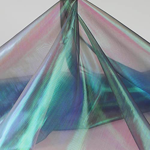 Tissu organza irisé de 147 cm voile transparent pour vêtement de poupée et fête