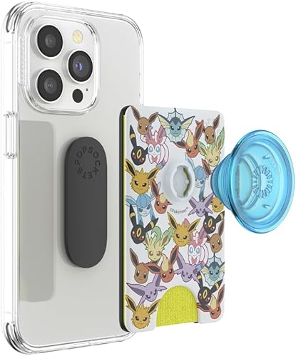 Miniatura 3 de PopSockets Cartera para teléfono con agarre expansible para teléfono, tarjetero para teléfono, Caras de evolución de Pokemon -Eevee