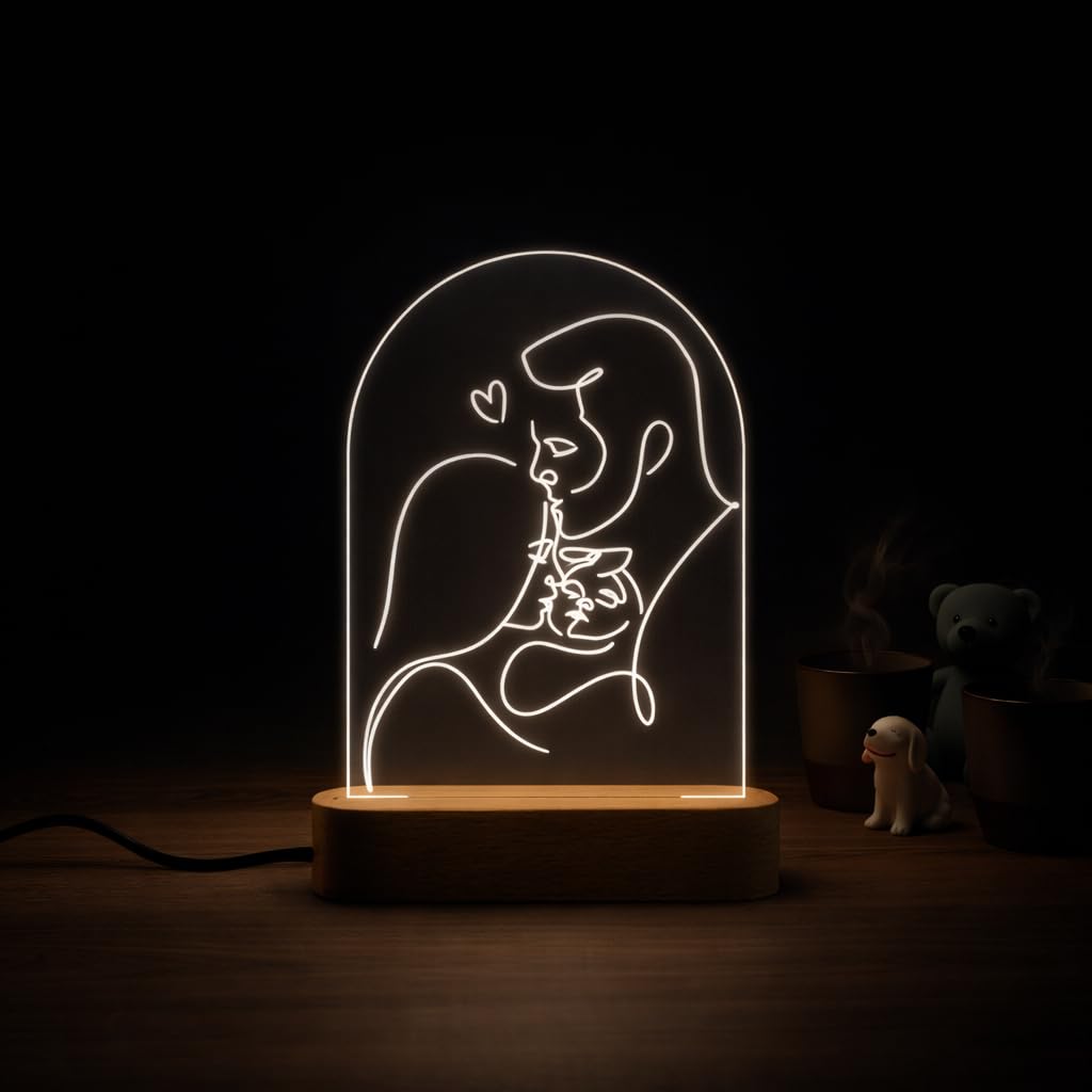 Personalised New Parents LED Name Lamp with Pine Wood Base (8x6 Inch) | Custom Acrylic Night Light for Baby Shower & Welcome Baby | Nursery Decor Gift for Mom to Be & Parents to Be-image-34