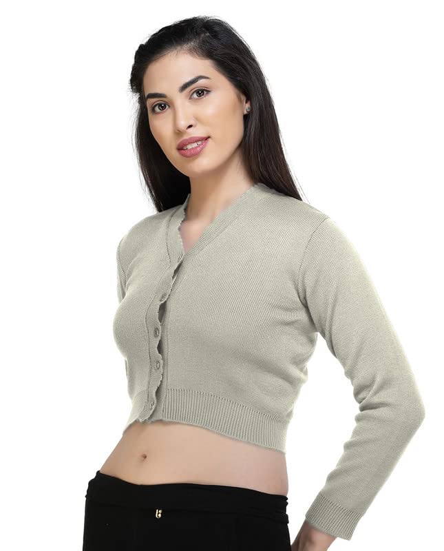 Image of Women Winter Wear V-Neck Full Sleeves Regular Fit Woollen Blouse