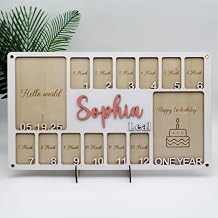 Custom My First Year Photo Frame Wooden Baby Picture Frame for 1st Birthday Girl Gifts, Personalized Photo Display Board, One Year of Baby Picture Board, First Birthday Decorations