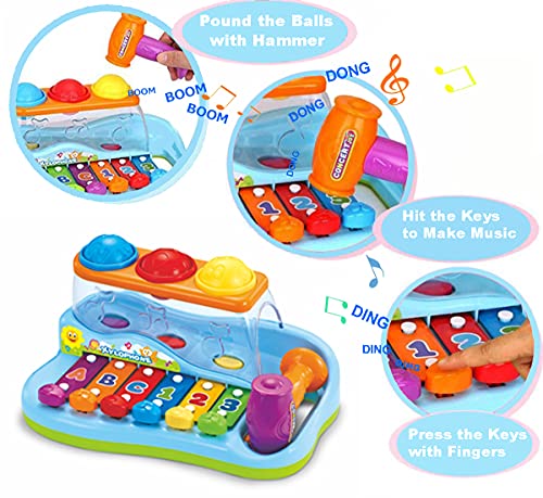 HOLA Hammering Pounding 1 Year Old Toys, Ball Pound and Tap Bench Toy with Xylophone , Musical Developmental Educational Toddler Toys Age 1-2, 18 24 Months, 1 2 3 Year Old Baby Boy Girl Toys