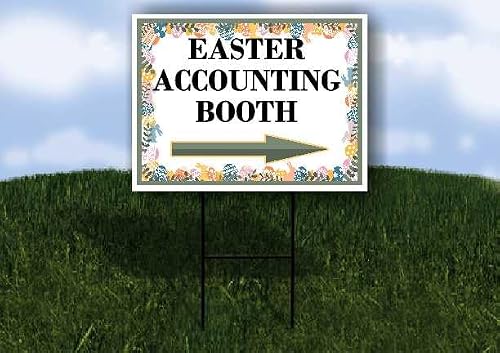 Easter Accounting Booth Easter Spring Pastel Eggs Right Arrow Single Sided 18x24 in. Yard Road Sign w/Stand