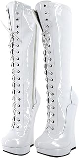 PSMTNNBB Botas de tacón alto de 18 cm, elásticas, con tacón de cuña, color blanco, talla 39