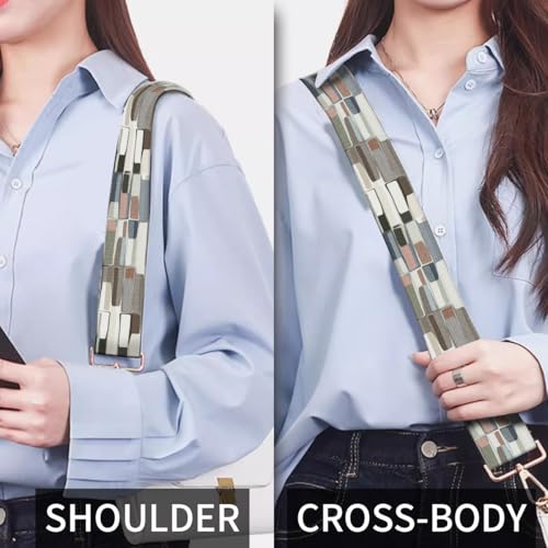 Image of Purse Strap Replacement Crossbody, 3.8cm Wide Shoulder Strap Adjustable Replacement Belt Gold Buckle, Handbag Crossbody Bag Strap Colorful Plaid