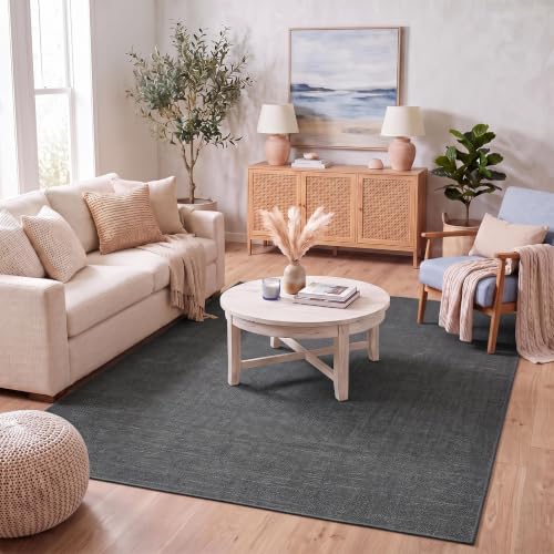 GarveeHome 5x7 Washable Rug for Bedroom Solid Easy Jute Living Room Rugs
