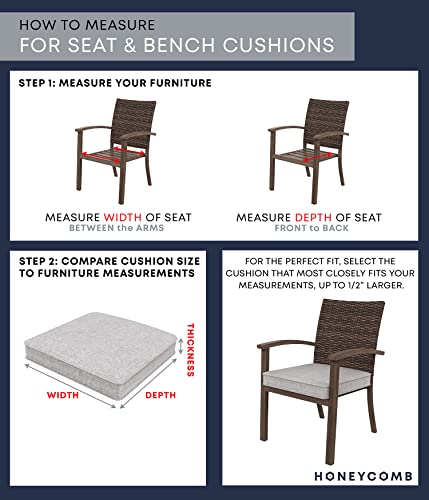 Honeycomb Indoor/Outdoor Cabana Stripe Black & Ivory Rounded Seat Cushion: Recycled Fiberfill, Weather Resistant, Comfortable And Stylish Pack Of 2 Patio Cushions: 21” W X 18.5” D X 2.5” T #TOP4